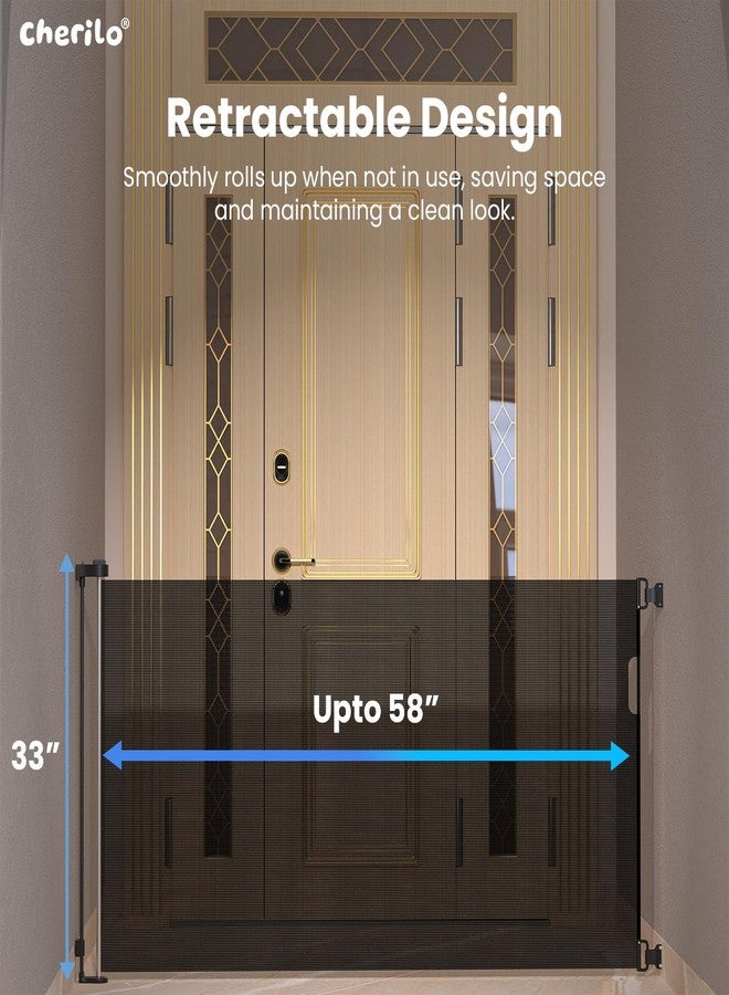 Cherilo بوابة أمان شيريلو للأطفال | بوابة أمان قابلة للسحب للأطفال للأبواب والسلالم | بوابة شبكية قابلة للتمديد للأطفال حتى 150 سم | حاجز سياج للحيوانات الأليفة والأطفال | أسود - Image 5